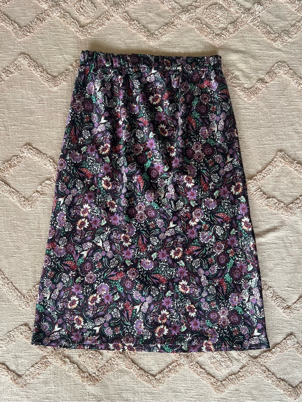 Motherhood Maternity Floral Midi Skirt Size M Elastic Waist Whimsigoth Boho